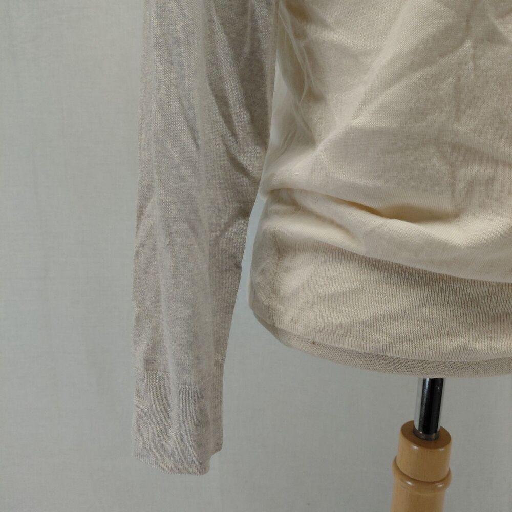 J.Crew Ringer Style LS Crewneck lightweight sweater cream/ gray SZ M - Picture 7 of 8